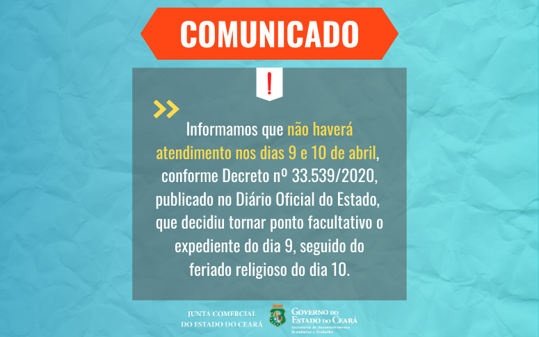 Fique ligado no funcionamento da JUCEC nesta quinta e sexta-feira!