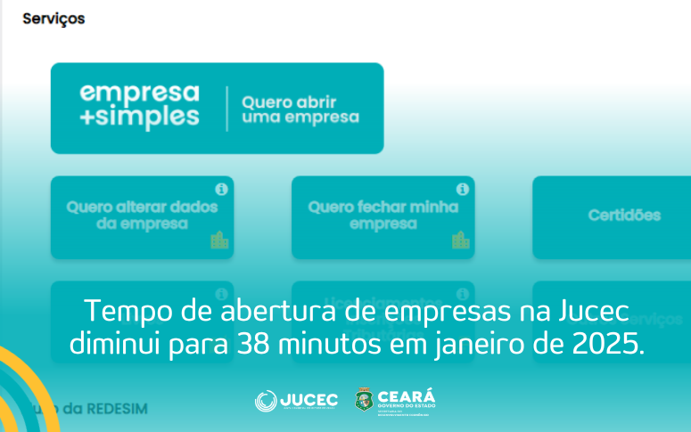 Tempo de abertura de empresas na Jucec diminui para 38 minutos em janeiro de 2025