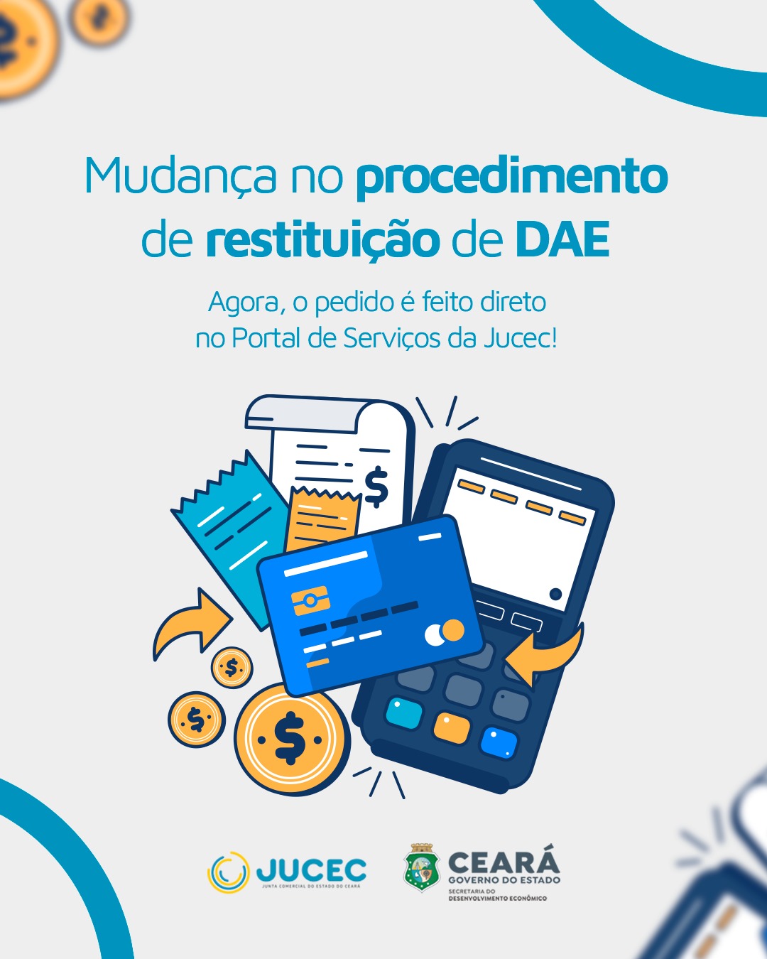 Solicitação de restituição de DAE passa a ser feita pelo Portal de Serviços da Jucec